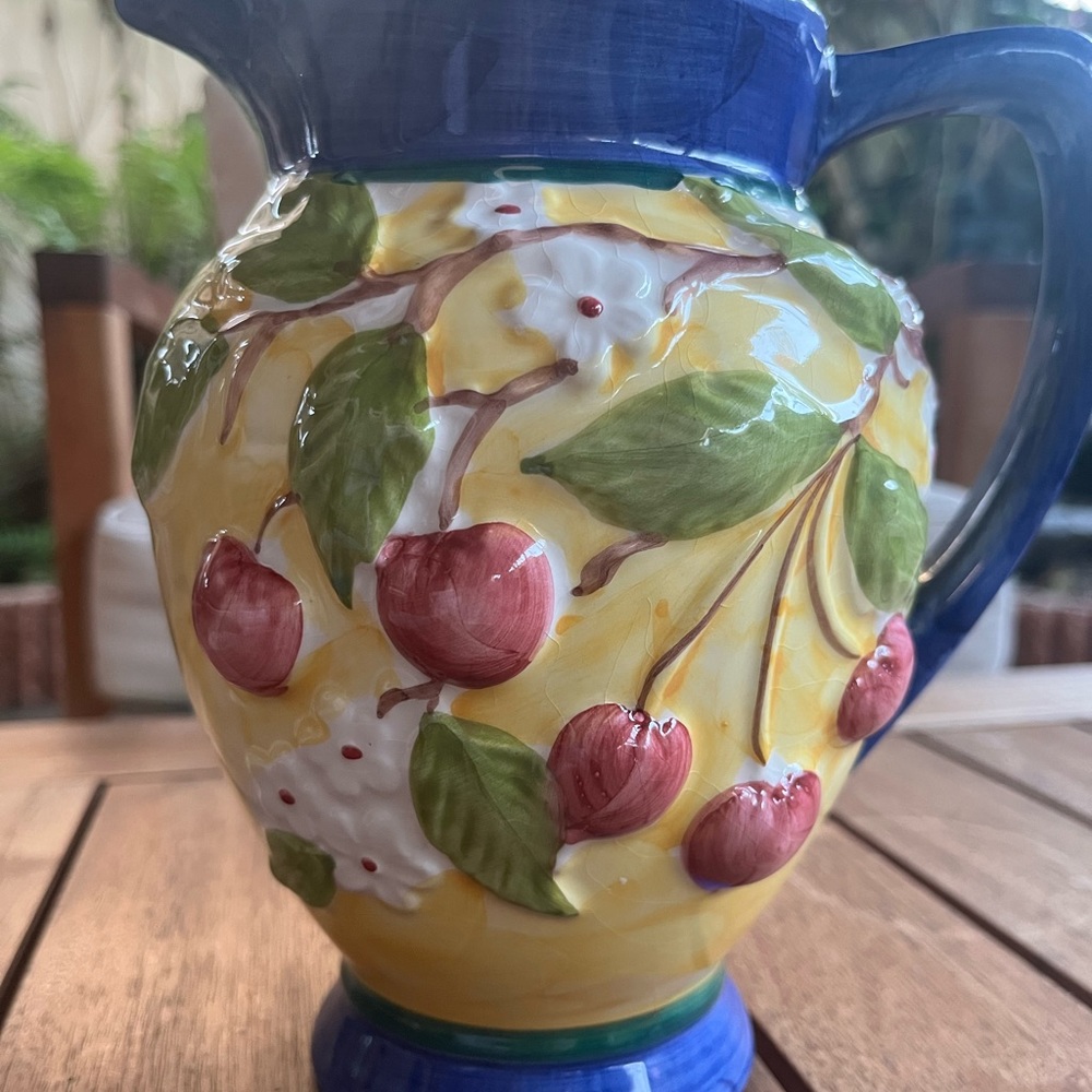 Portuguese hand made ceramic pitcher made exclusively for Bloomingdales.
